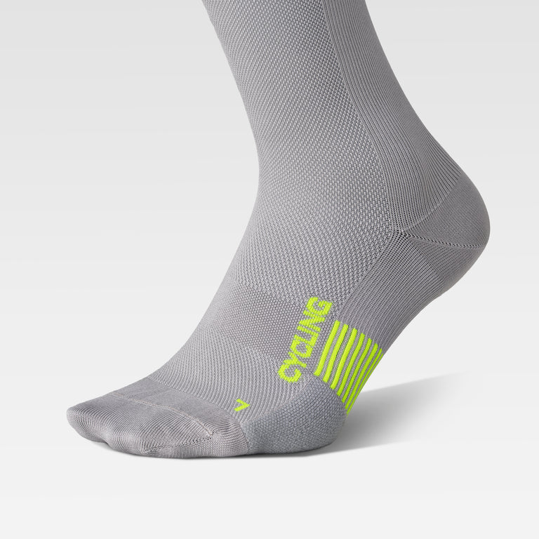Cycling Mid-Calf Socks Men Silver/Yellow