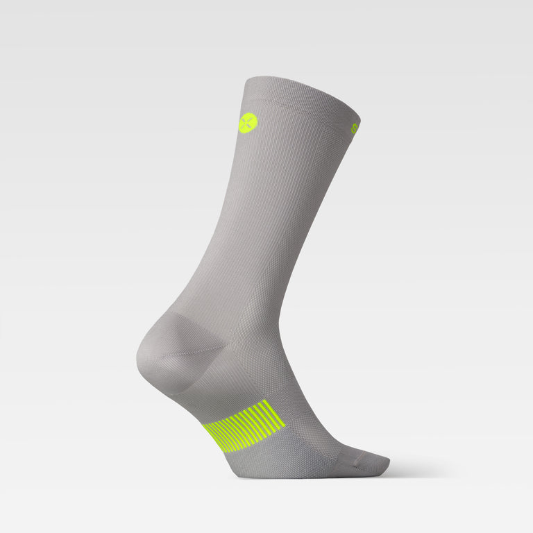 Cycling Mid-Calf Socks Men Silver/Yellow