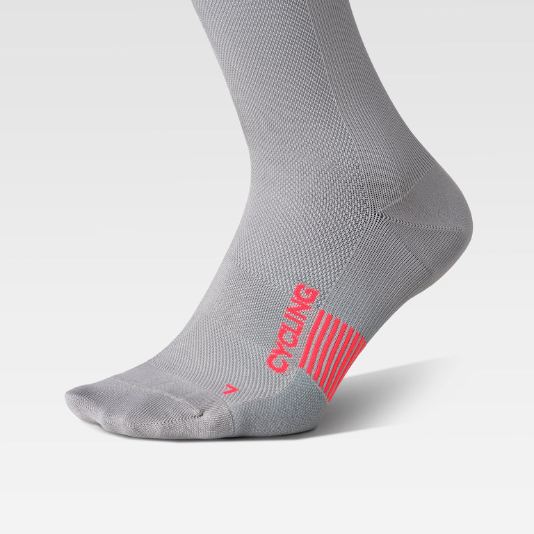 Cycling Socks Men Silver/Red