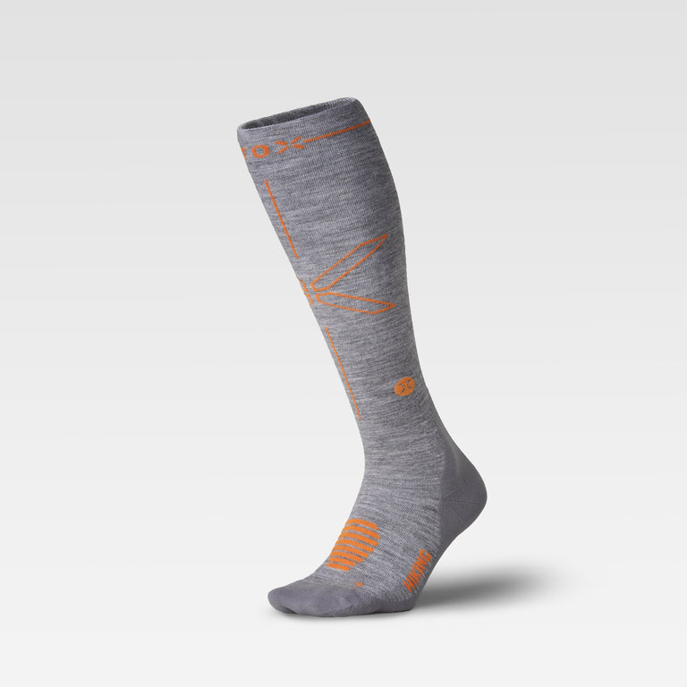 Merino Hiking Socks Women Mid Grey/Orange