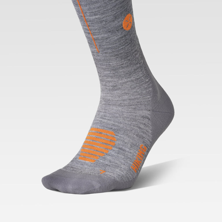 Merino Hiking Socks Women Mid Grey/Orange
