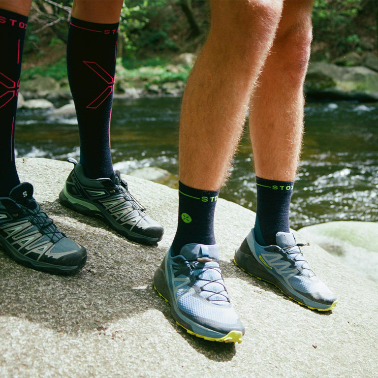 Merino Hiking Ankle Socks Men Dark Blue/Green