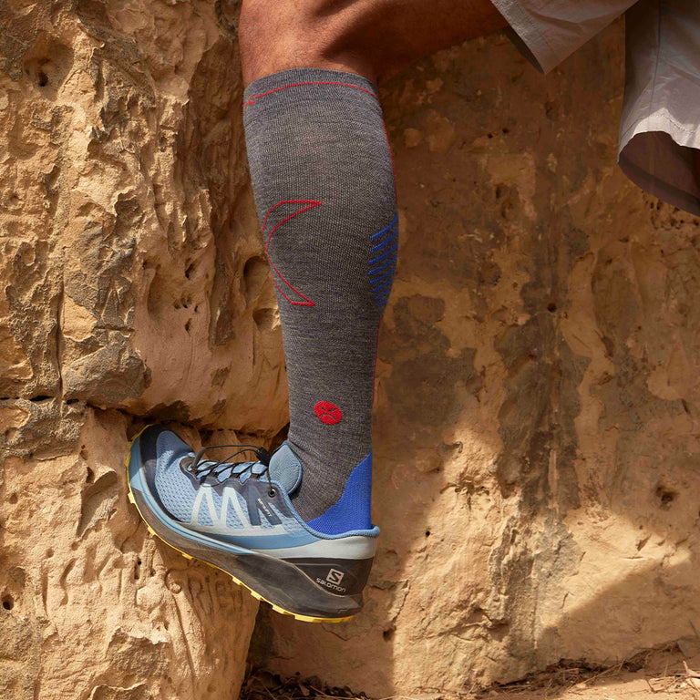Merino Hiking Socks Men Blue/Light Grey