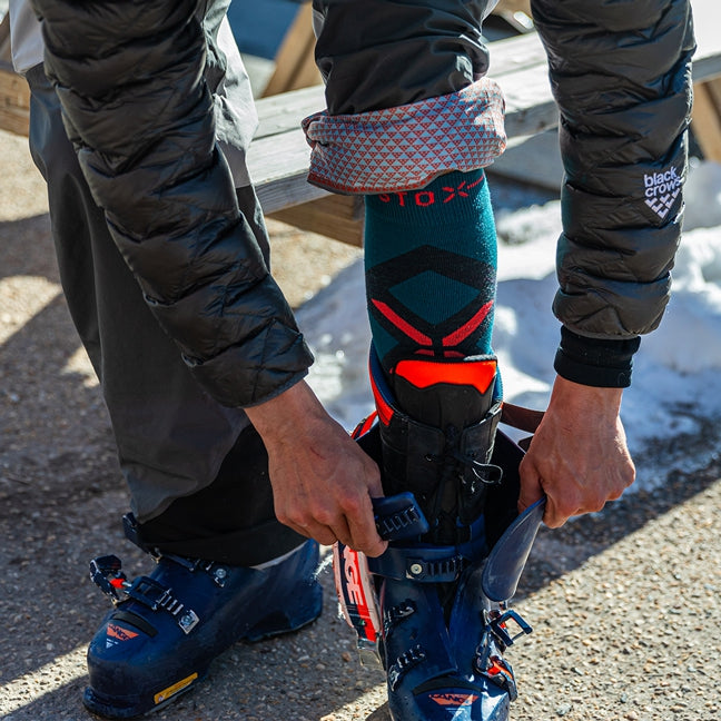 Merino Skiing Socks Men Teal/Red