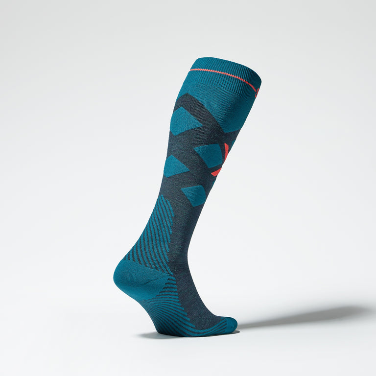 Merino Skiing Socks Men Teal/Red