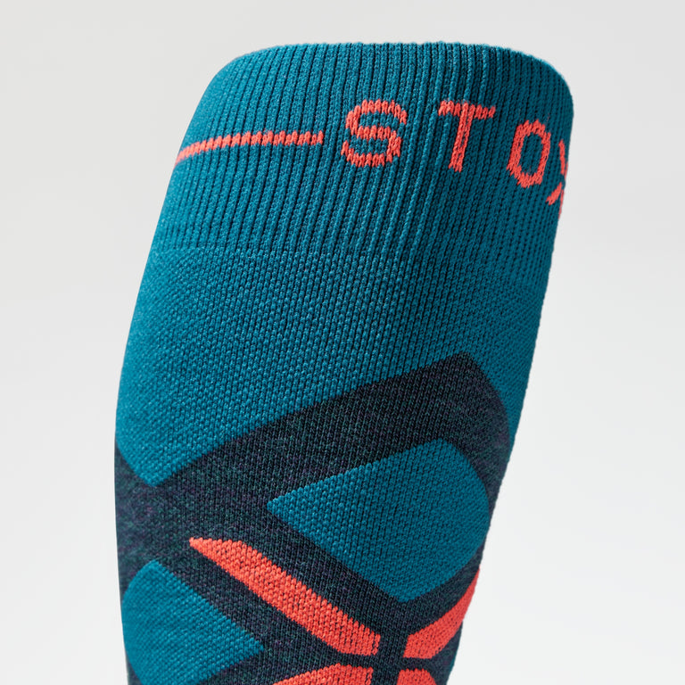 Merino Skiing Socks Men Teal/Red