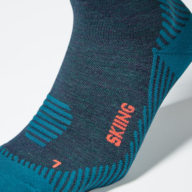 Merino Skiing Socks Men Teal/Red