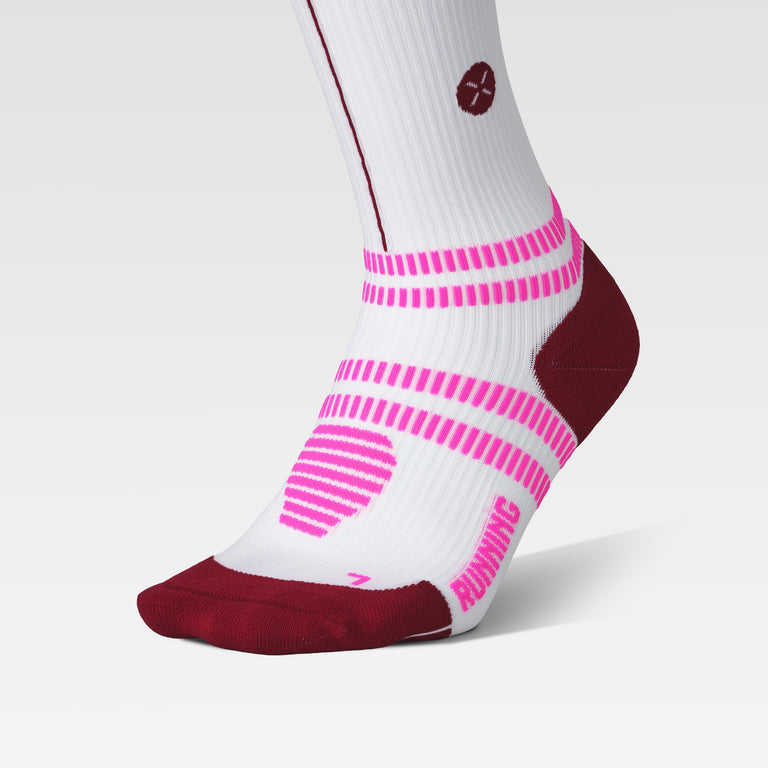 Running Socks Women White/Bordeaux