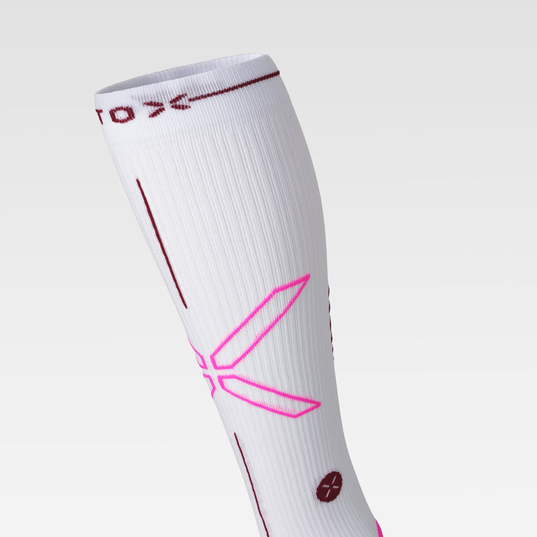 Running Socks Women White/Bordeaux