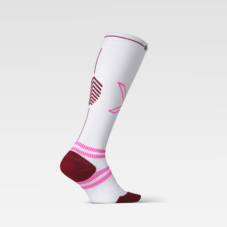 Running Socks Women White/Bordeaux