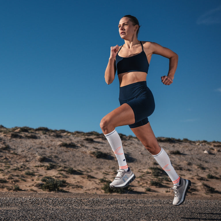 Running Socks Women White/Orange